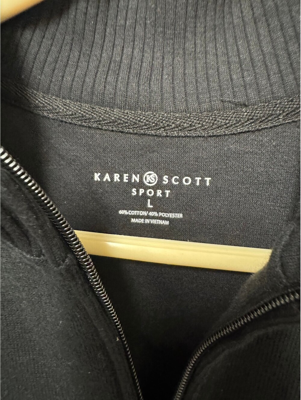 Karen Scott Sport Women's Full Zip Black Cotton Blend Jacket Size L - Picture 5 of 6